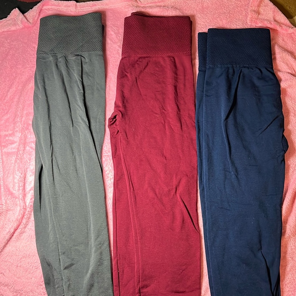 Fleece Lined Leggings 3 Pack High Waist Leggings Full Ankle Length Warm Slimming